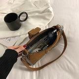 Ciing Vintage Nubuck Women Shoulder Bags Matte Leather Solid Color Ladies Underarm Bag Fashion Female Chain Small Purse Handbags
