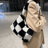 Ciing Winter Women's Bag Soft Plush Tote Large Capacity Designer Handbags For Women Travel Autumn Female Shoulder Shopper Bags