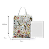 Ciing 1Pc Fashion Tote Summer New Style Mesh Full Embroidery Flowers Clear Shoulder Bag Romantic Handbag Women's Eco Shopping Bag