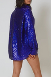Ciing - Casual Solid Sequins Shirt Dress Dresses(3 Colors)