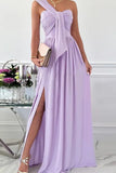 Ciing - Elegant Formal Solid Asymmetrical Solid Color One Shoulder Irregular Dress Dresses(7 Colors)