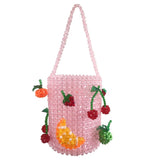 Ciing Luxury Pure Hand-woven Beaded Bucket Bag New Fashion Pearl Beaded Woven Shoulder Messenger Bag Handbags Women Family