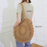 Ciing Women Vintage Beach Straw Bag Ladies Handmade Woven Rattan Messenger Handbag Summer Bali Bohemian Crossbody Shoulder Bag