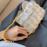 Ciing NEW shell bags for women luxury evening sequins handbags lady mini chain shoulder bag designer girl pearl pendant crossbody bag