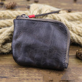 Genuine Leather Coin Purse Women Men Vintage Handmade Wallet Small Mini Card Holder Bag Case Zipper Change Purses Female