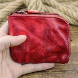 Genuine Leather Coin Purse Women Men Vintage Handmade Wallet Small Mini Card Holder Bag Case Zipper Change Purses Female