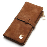 Ciing New Fashion Women Wallets Drawstring Nubuck Leather Zipper  Long Design Purse Two Fold More Color Clutch