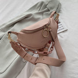 Ciing New In Messenger Bag Women Hobos Letter Chains Single Shoulder Chest PU Leather Handbag Wide Straps Day Clutches