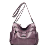Ciing Vintage Women Shoulder Bag Branded Quality Leather Crossbody Bags Lady Plaid Casual Handbag Double Zipper Design Messenger Bags