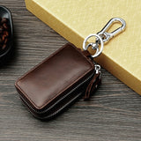 Ciing Vintage Genuine Leather Car Key Bag Small Coin Purse Wallets Men Women Keys Organizer Keychain Double zipper Cover Key Case
