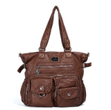 Ciing Multi Pocket Luxury Soft PU Leather Shoulder Bags for Women Large Capacity Shopping Crossbody Hobo Bags European Tote Handbag