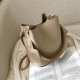Ciing casual wide strap bucket bag designer women shoulder bags luxury pu crossbody bag large capacity messenger bag simply purse