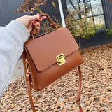 Ciing New Year Valentine's Day Vintage Pure color Tote bag Winter New Quality PU Leather Women's Designer Handbag High capacity Shoulder Messenger Bag